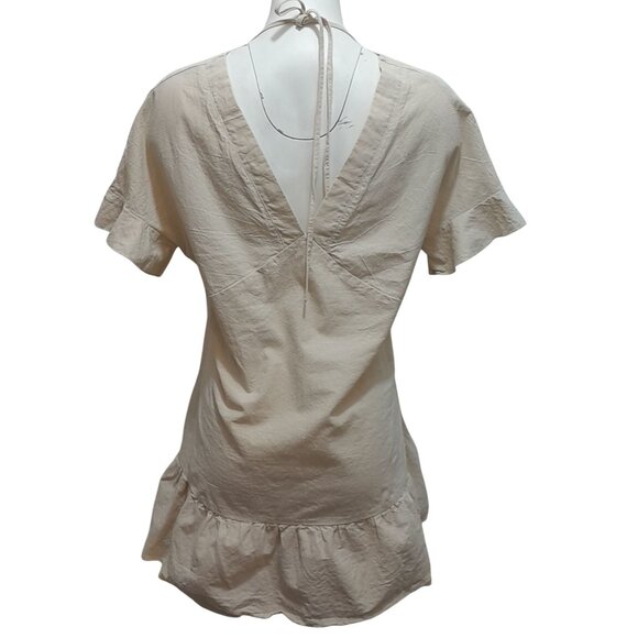 Womens Boho Beach Cottagecore Peasant Prairie Ruffle Hem Size Medium Mini Dress - Picture 5 of 9